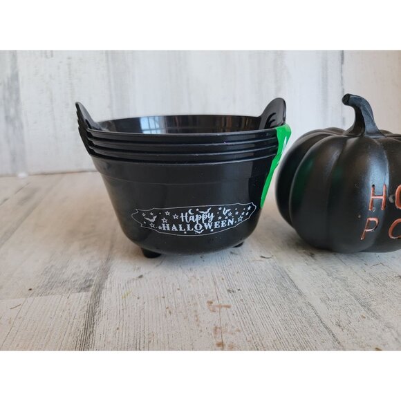 miniature Hocus pocus pumpkin cauldron basket Halloween set decor - Picture 2 of 8